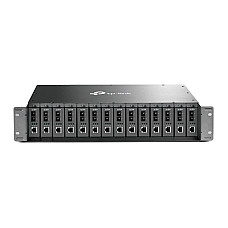 TP-LINK 14-slot unmanaged media converter chassis 19-inch rack-mountable supports redundant psu with one AC psu preinstalled