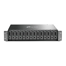 TP-LINK 14-slot unmanaged media converter chassis 19-inch rack-mountable supports redundant psu with one AC psu preinstalled TP-LINK 14-slot unmanaged media converter chassis 19-inch rack-mountable supports redundant psu with one AC psu preinstalled