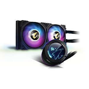 GIGABYTE AORUS WATERFORCE X 240 All-in-one Liquid Cooler with Circular LCD Display RGB Fusion 2.0 Triple 120mm ARGB
