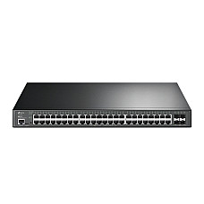 TP-LINK JetStream 52-Port Gigabit and 4-Port 10GE SFP+ L2+ Managed Switch with 48-Port PoE+ TP-LINK JetStream 52-Port Gigabit and 4-Port 10GE SFP+ L2+ Managed Switch with 48-Port PoE+