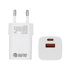 Kroviklis EXTRA DIGITAL GaN USB Type-C, USB Type-A: 30W, PPS Kroviklis EXTRA DIGITAL GaN USB Type-C, USB Type-A: 30W, PPS